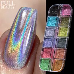 Nail Glitter Holographic Powder Set Holo Silver Rub Dust Black Pink Chrome Laser Pigment For DIY Manicure CHI3601 230808