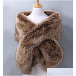 Wraps Jackets Winter Faux Fur Bridal Warm Shawls Outerwear Women For Prom Evening Party 20 Colors Size 65X13 Drop Delivery Events Ac Dhqbf