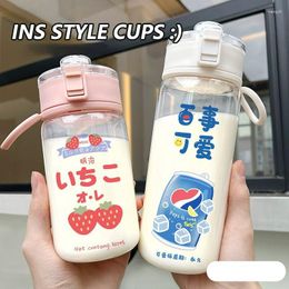 Water Bottles For Girls Ins Style Kawaii Japanese Portable Mug Food Grade Bottle Children 450ml 600ml Travel Tea Cup