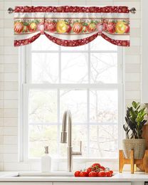 Curtain Christmas Snowflake Balls Window Living Room Kitchen Cabinet Tie-up Valance Rod Pocket