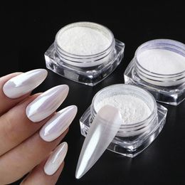 Nail Glitter Mirror Powder Pigment Pearl White Rubbing on Art Dust Chrome Aurora Blue Manicure Holographic Decorations TRZY 230808