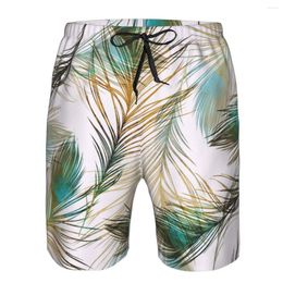 Men's Shorts Mens Swimming Swimwear Peacock Feathers Watercolour Men Trunks Swimsuit Beach Wear Boardshorts