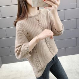 Women's Sweaters 2023 Summer Ice Silk Cut-out Loose Knitted Batwing Shirt Half Sleeve Thin 3/4 Top