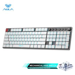 Wireless Mechanical Keyboard Ultra Thin 104 Keys Single Backlight Support Bluetooth/Type-c for Android Windows Desktop Laptop PC HKD230808