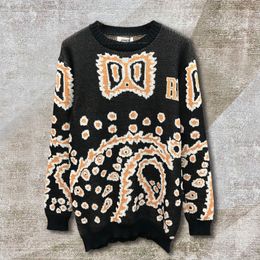 Men's Sweaters Fall Slim Knitted Pullover Sweater Social Dress Shirt Streetwear Clothing Cashew Flower Contrast Stitching Men Long Sleeve 230807