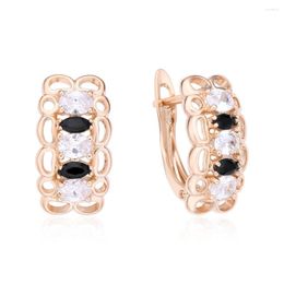 Stud Earrings Dckazz Irregular Hollow Earring Trendy 585 Rose Gold Plated Inlay Black White Zircon Retro Jewelry Woman Daily Life Wear