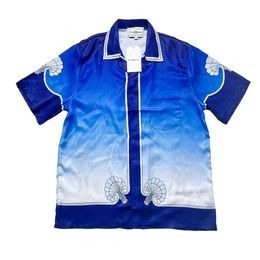 CASABLANCA 23SS Travel City Palace Car Shell Silk Short Sleeve Shirt Male and Female Couple button up shirt