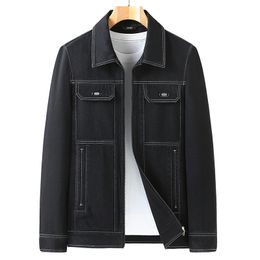 Men's Jackets Plus Size 6XL 7XL 8XL Men Denim Jacket Autumn Fashion Casual Regular Fit Zip Fly Jeans Coat Brand Clothes Black Blue 230807