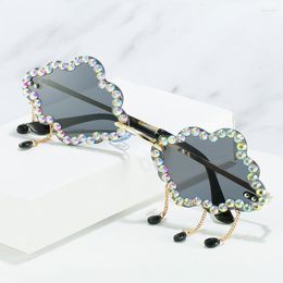 Sunglasses 2023 Party European And American Personalised Cloud Pendant Women's Fashion AB Colourful Diamond Glasse