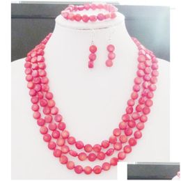 Earrings Necklace Set European Womens Jewellery 3-Layer Coral Decoration Selling Drop Delivery Sets Dhgarden Dhcpb