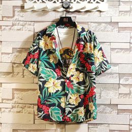 Men's Casual Shirts Mens Hawaiian Shirt Summer Loose 2023 Fashion Men Floral Printed Short-sleeve Beach Blouses Tops Camicias 5XL