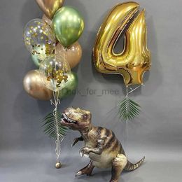10pcs 32inch Gold Number Foil Balloons Happy Birthday Party Decorations Kids Boy Girl 1 2 3 4 5 6 8 9 Year Old Dinosaur Supplies HKD230808