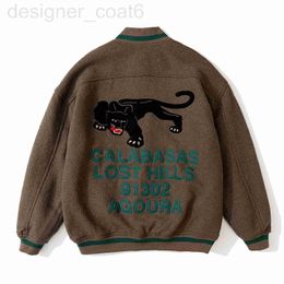 Women's Jackets designer Correct version of high street trend coconut heavy industry leopard embroidered wool tweed cotton jacket for men and women FALH