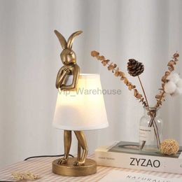 Nordic Creative Resin Rabbit Table Lamps Art Decor Bathroom Rabbit Table Lights Fixtures Living Room Bedroom Bedside Decor Lamps HKD230808