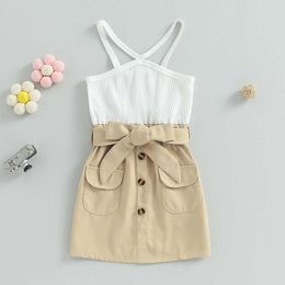 Girl's Dresses Ma baby gaun bayi perempuan gaun kancing sulam tanpa lengan musim panas untuk bayi balita anak perempuan