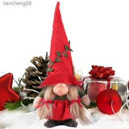 Christmas Gnome Decor With Big Nose Pointed Hat Faceless Doll Ornament Gnomes Decor For Home Festival Party Tabletop Decor L230620