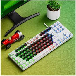 Crack DK 87-Key Punk Mechanical Keyboard Double Colour Matching Imitation Mechanical Keyboard Feel Gaming Office Keyboar Boy Gift HKD230808