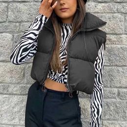 Women's Vests Puffy Vest Women Zip Up Stand Collar Sleeveless Lightweight Padded Cropped Puffer Quilted Vest Winter Warm Coat Jacket 221010 T230808