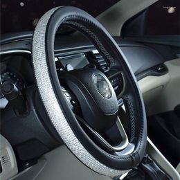 Steering Wheel Covers Car Cover Glitter Rhinestones Imitation Diamond Faux Leather Anti-slip For Girls Auto Interior Accessories