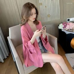 Women's Suits Small Suit Jacket Women 2023 Summer Sleeved Loose Thin Casual Fan Short Sleeve Top Fashion WR016