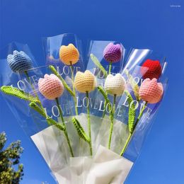 Decorative Flowers Knitting Flower Rose Tulip Sunflowers Fake Bouquet Wedding Decoration Hand-woven Home Table Decorate Creative Gifts