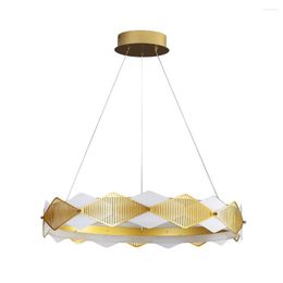 Chandeliers FKL Modern Round LED Chandelier Lighting Hanging Lamp For Dining Room Gold Home Fixtures Indoor