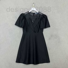 Basic & Casual Dresses designer Summer New Celebrity Style Temperament Reduced Age Organza Spliced Triangle Bubble Sleeve Dress XS06
