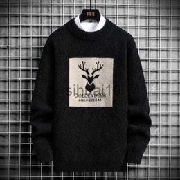 Men's Sweaters 2022 Autumn Vintage Sweaters Oversized Mens Knitted Sweater Men Deer Print Pullover Hip Hop Harajuku White Padded Velvet Sweater J230808