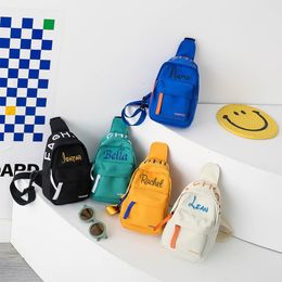 School Bags Embroiderable Children s Bag Trendy Cool Boys Versatile Contrast Breast Customised Personalised Name Fashionable Baby Littl 230807