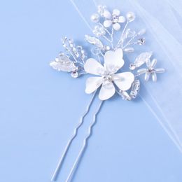 Hair Clips Bridal Hairpin Handmade Crystal Clasp White Fower Headwear Wedding Accessories Bridesmaid Headdress Women's Gift Jewelry