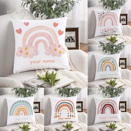 Pillow Case Cute Rainbow Custom Made Cushion Cover Bohemian Pillowcase Throw Customise Adult Children Personalised Name Birthday Gift 230807