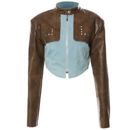 Womens Jackets Women Crop Leather Jacket Spring Autumn Short Casual Coat 230808