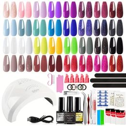 32 Colours Gel Nail Polish Kit With U V Light Gel Nail Polish Set, 120W Nail Dryer/ Base Top Coat/ 4-in-1 Glue Gel/ Bond Primer/ Blooming Gel/ Nail Tips/ Integrated Manicure Tools