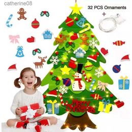 Christmas Day DIY Felt Christmas Tree Christmas Decoration for Home Navidad 2023New Year Christmas Ornaments Xmas Kids Gifts L230621