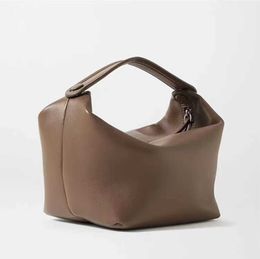 designer bag the row handbag ladies bucket head layer cowhide lunchbox fashion senior texture leather Ligh Foreign style handbag