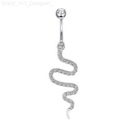 Snake Shape Belly Piercing 925 Sterling silver Navel rings Clear Cubic Zircon Belly Button Ring L230808