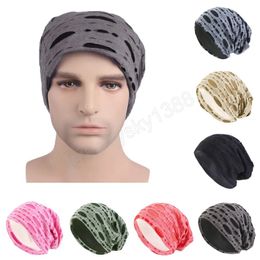 Autumn Winter Women Men Casual Hip Hop Hole Unisex Beanie Hat Skullies Pullover Turban Baggy Headscarf Ski Cap Hair Loss Bonnet