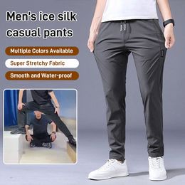 Men s Pants Men Fast Dry Stretch Ice Silk Trousers Solid Colour Mid Waist Loose Breathable Straight Leg Casual Thin Sports 230808