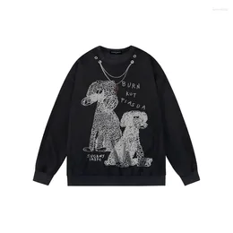 Men's T Shirts Hip Hop Harajuku Long Sleeve T-shirt American High Street Style Brand Cartoon Dog Theme Design Loose