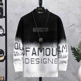 Men's Sweaters Winter Personalized Letter Cashmere Sweater Men Half Turtleneck Mens Sweaters Top Quality Pull Homme Thick Warm Pullovers Male J230808