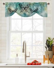 Curtain Butterfly Dots Gradient Window Living Room Kitchen Cabinet Tie-up Valance Rod Pocket