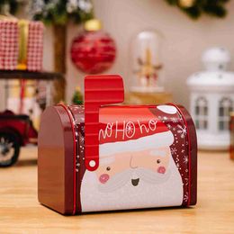 Christmas Decorative Item Santa Mailbox Metal Gift Box Candy Container Gift Holder And Ornament Girls Ornament L230620