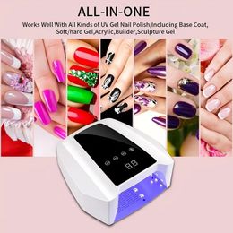 72W Rechargeable UV LED Gel Nail Lamp,Cordless Nail Dryer For Gel Polish With Auto Sensor Professional Nail Art Tools,White Nails Supplies