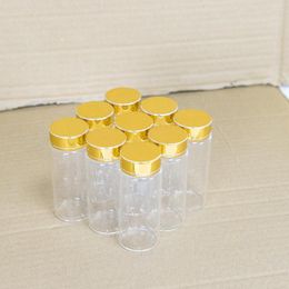 Storage Bottles 12pc 70ml 37x90mm Glass With Golden Screw Plastic 70cc Cap Seal Leakage Proof Food Grade High Quality Jars Vials