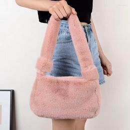 Duffel Bags Soft Fluffy Underarm Bag Fashion Plush Ladies Handbags Solid Color Zipper Square Shoulder Travel Messenger Purse