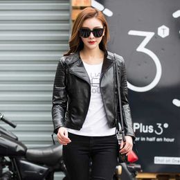 Women's Leather Faux Leather 2022 New Spring Autumn Women Faux Soft Leather Jackets Pu Black Blazer Zippers Coat Streetwear Outerwear Moto Biker Jacket HKD230808