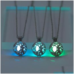 Pendant Necklaces Tree Of Life Glow In The Dark Necklace Fluorescent Light Diy Locket Chain For Wome Kids Fashion Jewellery Will And S Dhtrn