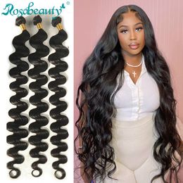 Lace Rosabeauty 28 30 32 40 Inch Body Wave Human Hair Bundles 100 Brazilian Weave 2 3 4 Weft deals 230807