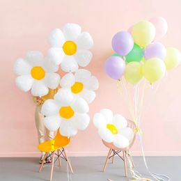 Other Event Party Supplies 1Pc3Pcs White Daisy Flower Foil Balloon Plant Animal Aluminium Wedding Kids Birthday Decoration Baby Shower 230808