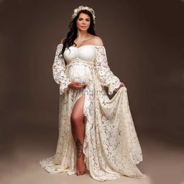 Maternity Dresses Boho Lace Maternity Photo Shoot Long Dress Maternity Photograpy Outfit Sets 2 in 1 Pregnancy Dresses For Photography HKD230808